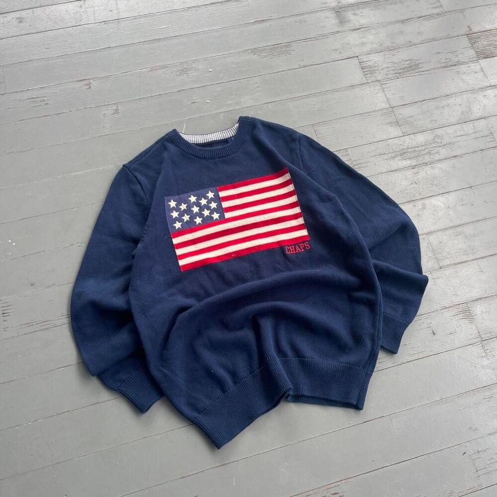 Chaps Old Money Y2K American Flag Sweater